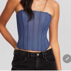 Bershka blue sheer corset size M NWT